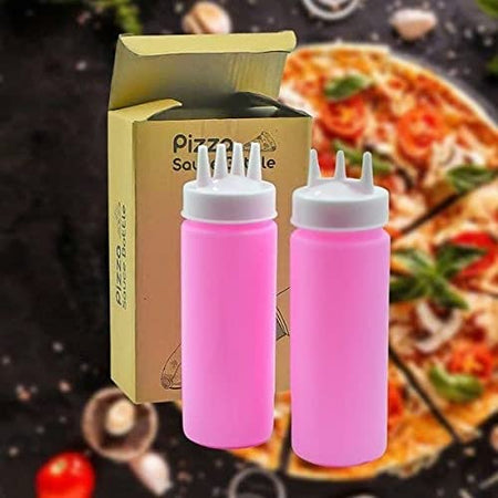 Squeeze Bottles, Ketchup Bottle 2 PCS Plastic 3 Holes and 4 Holes Squeeze Bottle for Sauce, Mayonnaise, Vinegar, Oil, Ketchup, Chilli, Chutney
