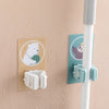 Mop Holder Self Adhesive Hooks, Broom Holder Wall Plastic Waterproof Multicolour for Bathroom & Kitchen, Multipurpose