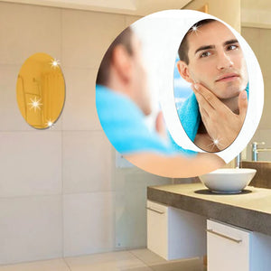 Bathroom Mirror Unbreakable Oval Shape Plastic Sheet Mirror Effect Wall Sticker Mirror size 30 X 20 cm