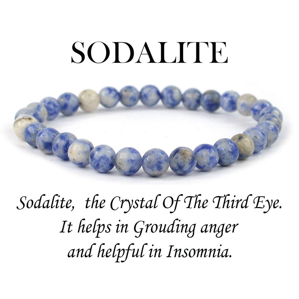 Sodalite Crystal Bracelet 8 mm Beads Lab Stretchable Elastic Bracelet Sodalite Semi precious Gemstone