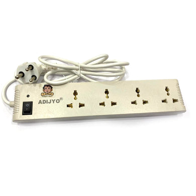 Extension Board, 4-way Extension Board with Spike and Surge Protection, 4 Sockets & 1 Switch 3 core Long 340 cm Wire 6 A with 3 Pin Wall Plug