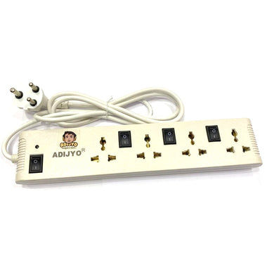 Extension Board, 4-way Extension Board with Spike and Surge Protection, 4 Sockets & 4 Switches 3 core 163 cm Wire 6 A 3 Pin Plug