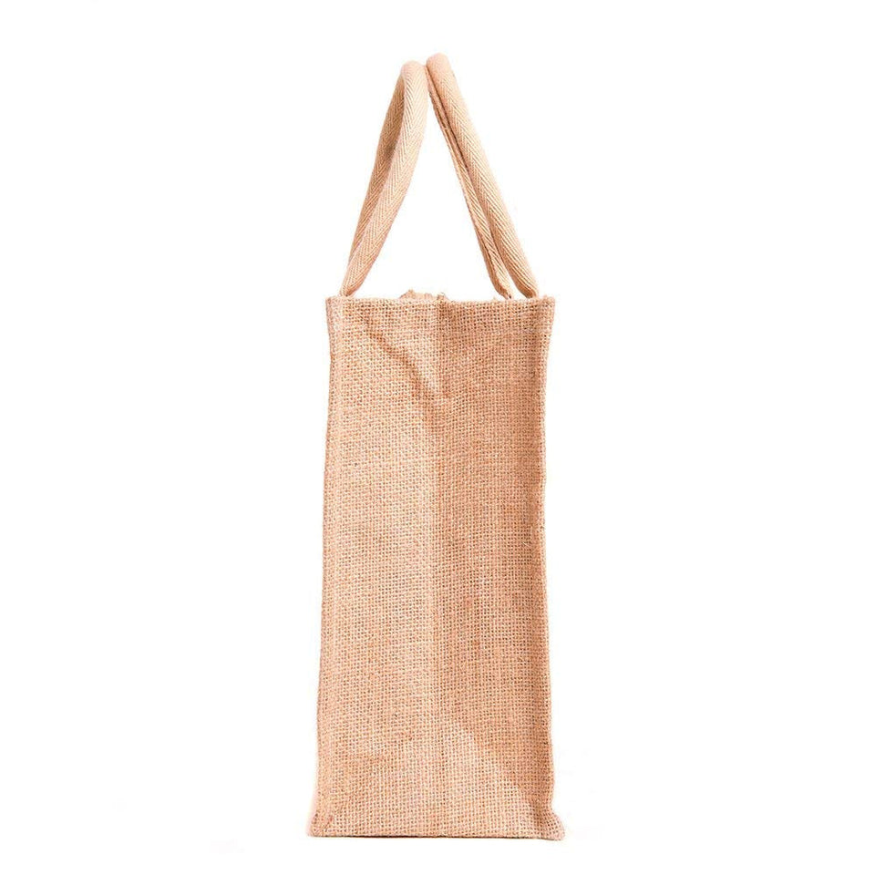Jute Bags for Lunch Box with Zip | Jute Tote Bag | Jute Tiffin Bags | Multicoloured Jute Bag | Jute Carry Multiuse Bag Size: 40 cm x 36 cm