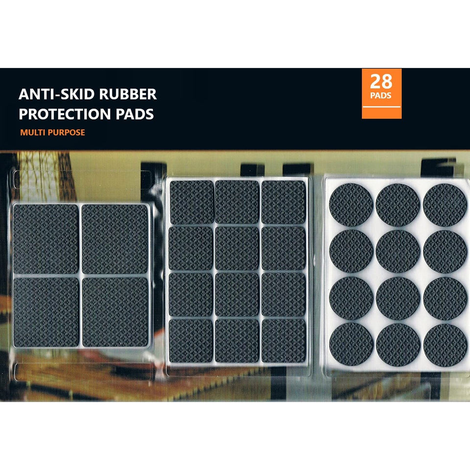Anti-Skid Rubber Furniture Protection Pads Self Adhesive Floor Scratch Rubber Floor Protector 28 Pads - 12 Square, 12 Round, 4 Square big