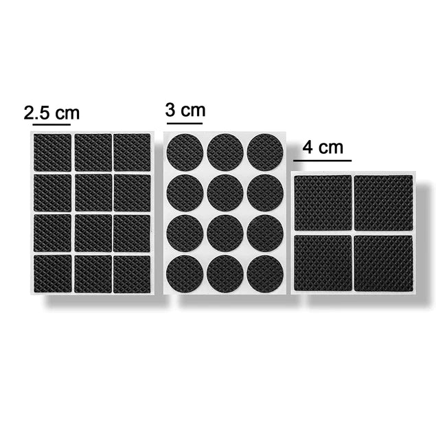 Anti-Skid Rubber Furniture Protection Pads Self Adhesive Floor Scratch Rubber Floor Protector 28 Pads - 12 Square, 12 Round, 4 Square big