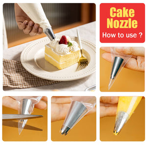 Icing Nozzle Set 24 Pcs Cake Decoration Tips Set Professional Stainless Steel Piping Dispenser Nozzle Kit for Cakes Cupcakes Cookies Pastry Cake Decorating