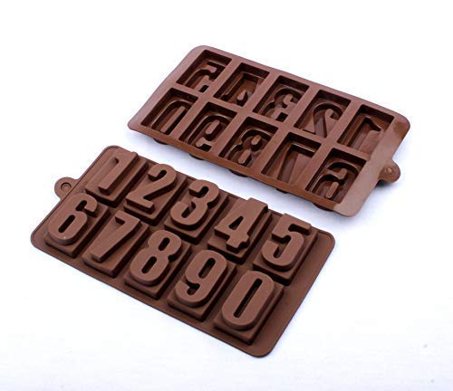 Number Shape Chocolate Mould 0-9 | Silicone Candy Mold | Baking Tools for Cake Chocolate Candy Ice Jelly | Cake Baking Moulds | Bakeware Molds | Brown