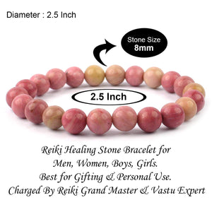 Rhodochrosite Bracelet Natural Crystal Healing Bracelet Gemstone Jewellery Beaded Stone Bracelet for Men & Women, Bead Size 8 mm