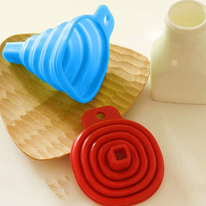 Durable Heat Resistant Collapsible Silicone Funnel Foldable for Liquid, Oil, Sauce, Water, Juice, Small Food-Grains | 9 cm, Assorted Color