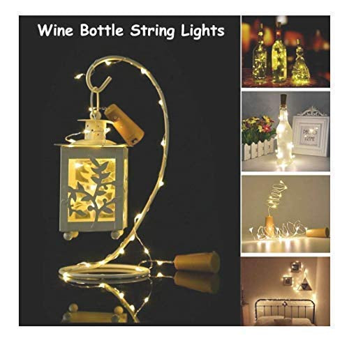 Warm White 20 LED Wine Bottle Cork Lights Copper Wire String Lights 2M Battery Powered