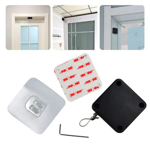 Automatic Door Closer Punch-Free Automatic Sensor Door Closer, Door Closer Residential Commercial Auto Door Closer with Drawstring Automatically Close for All Doors