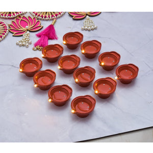 Water Sensor DIYAS Led Diyas Candle with Water Sensing E-Diya, Warm Orange Lights, AUTO Operated Led Candles for Home Decor, Festivals Decoration