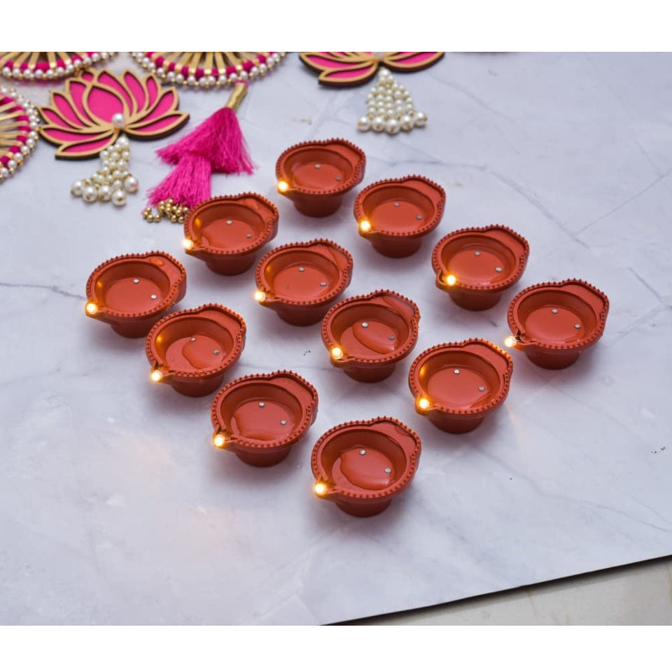 Water Sensor DIYAS Led Diyas Candle with Water Sensing E-Diya, Warm Orange Lights, AUTO Operated Led Candles for Home Decor, Festivals Decoration