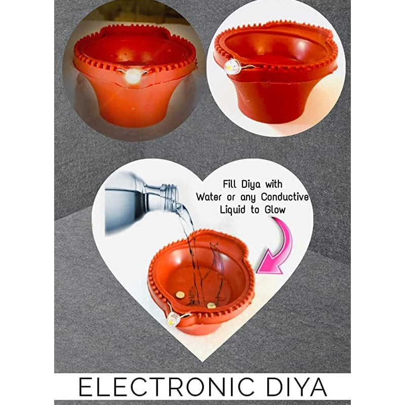 Water Sensor DIYAS Led Diyas Candle with Water Sensing E-Diya, Warm Orange Lights, AUTO Operated Led Candles for Home Decor, Festivals Decoration