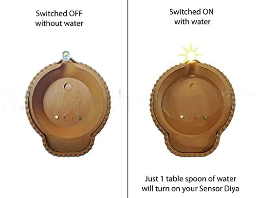 Water Sensor DIYAS Led Diyas Candle with Water Sensing E-Diya, Warm Orange Lights, AUTO Operated Led Candles for Home Decor, Festivals Decoration