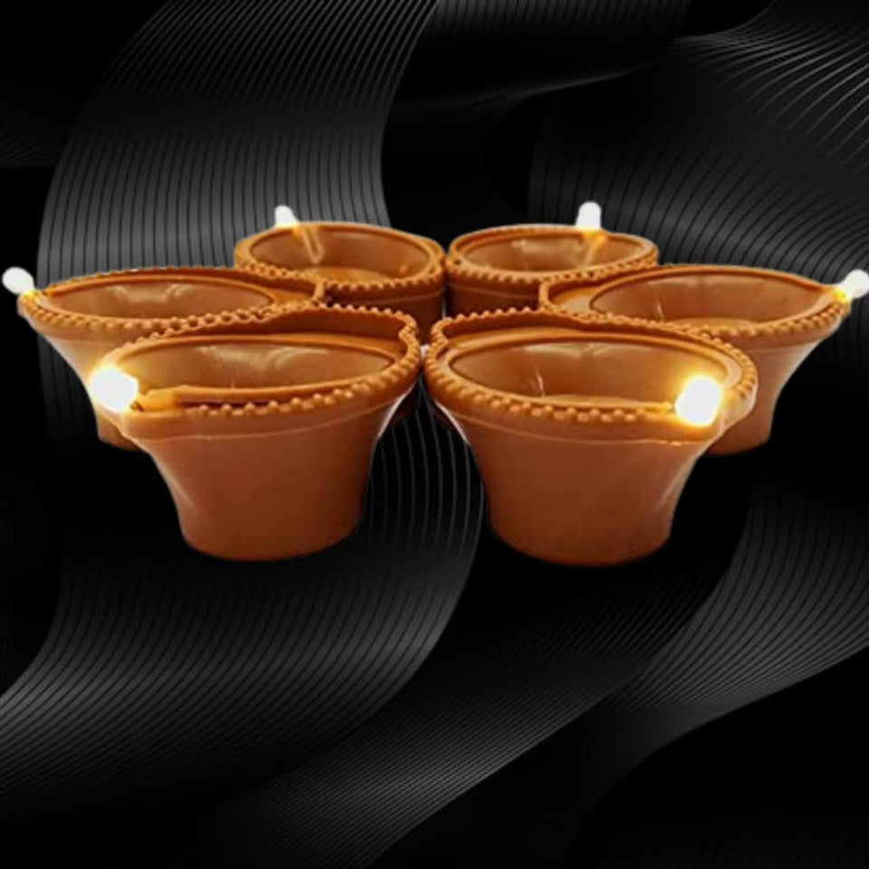 Water Sensor DIYAS Led Diyas Candle with Water Sensing E-Diya, Warm Orange Lights, AUTO Operated Led Candles for Home Decor, Festivals Decoration