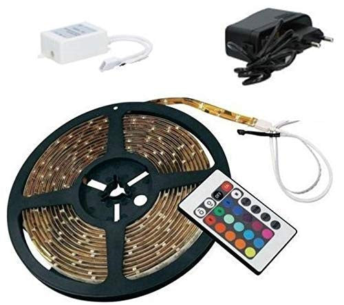 RGB LED Flexible Strip Light 3 Meter With Multi-colour Changing Lighting Kit with IR Controller ,AC DC Power Adaptor ,24 Key Remote For Decorative Use