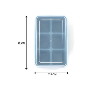 Stackable Silicone 6-Grid Ice Cube Trays with Lid Super Easy Release Ice Cube Molds- Tray Durable & Dishwasher Safe for Food, Cocktail, Drinks