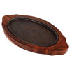 Iron Sizzler Plate with Wooden Plate /Stand Oval Sizzler for Sizzling Brownie Platter Oval 12" X 7" Inch