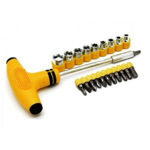 Saleshop365® T-Bar 24 pcs Screw driver and socket Toolkit + Snap & Grip Wrench Set - halfrate.in