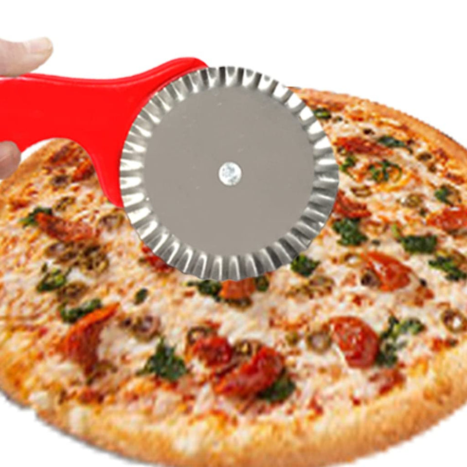 Stainless Steel Curly Blade Handy Pizza Cutter for Kitchen, Pizza Cutting Knife for Home, Restaurant, Pizza Cutter, Pastry Sandwiches Cutter