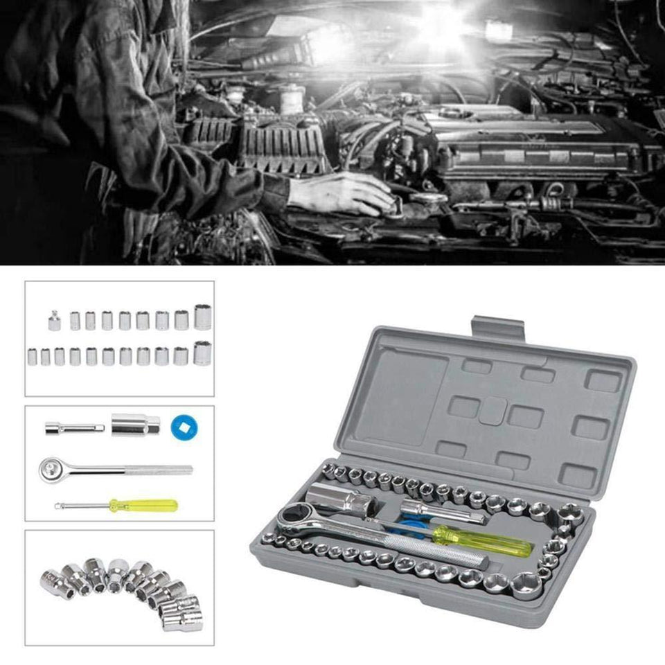 Saleshop365® 40 pcs Multi purpose Combination Socket Wrench Set with 1/4" Ratchet Handle - halfrate.in