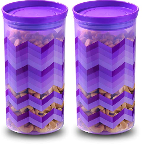 Kitchen Queen Airtight Plastic Storage Containers, 1200Ml, Set of 2, Purple