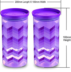 Kitchen Queen Airtight Plastic Storage Containers, 1200Ml, Set of 2, Purple