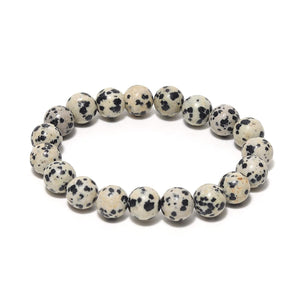 Dalmatian Jasper Bracelet Natural Crystal Healing Bracelet Gemstone Jewellery Beaded Stone Bracelet for Men & Women, Bead Size 6 mm