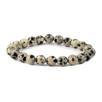 Dalmatian Jasper Bracelet Natural Crystal Healing Bracelet Gemstone Jewellery Beaded Stone Bracelet for Men & Women, Bead Size 6 mm
