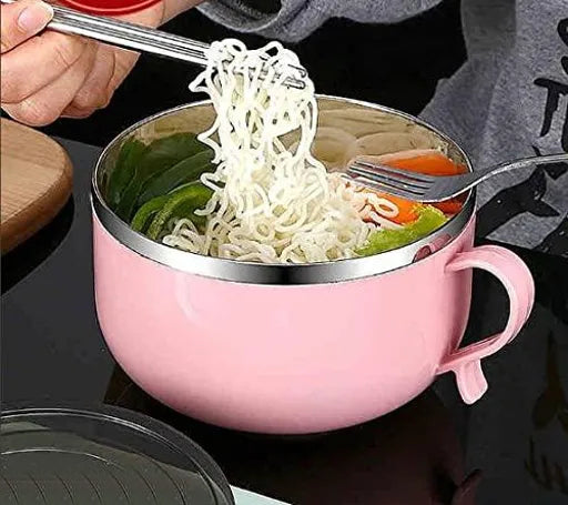Maggi, Noodles & Soup Bowl with Spoon, Airtight Leak proof Lid, Handle, Stainless Steel Soup-tok Container, Bowl and Spoon Set, Stainless Steel Storage Food Container