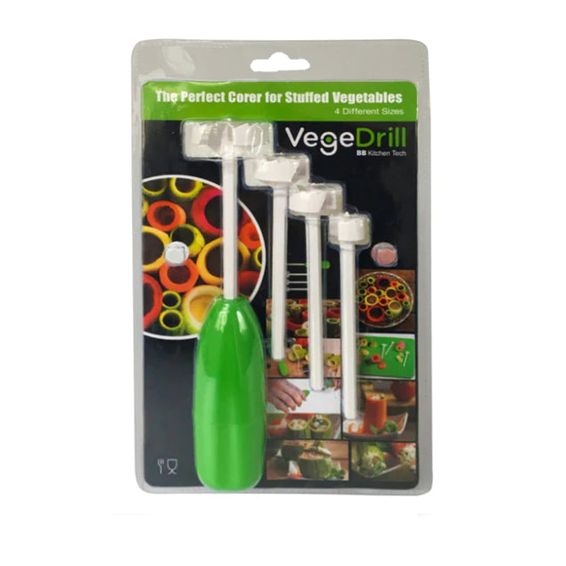 Vegetable Drill Spiralizer Digging for Stuffed Vegetables Spiral Cutter Device Corer Set of 4 Pcs