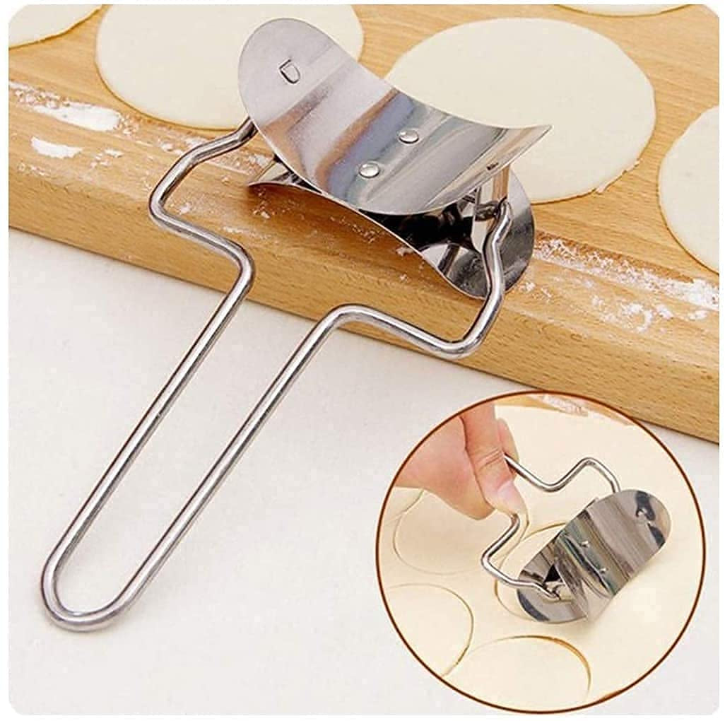 Manual Stainless Steel Puri Cutter Roller Machine with Handle for Home Baking Tools for Women girs, Dough Circle, Kitchen, Poori Cutter Roller