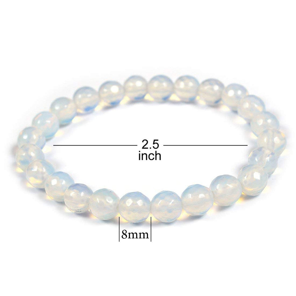Opalite Bracelet Natural Crystal Healing Bracelet Gemstone Jewellery Beaded Stone Bracelet for Men & Women, Bead Size 8 mm