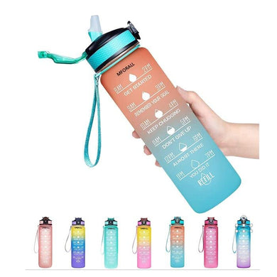 Unbreakable Water Bottle 1 L with Motivational Time Marker measurement, Leakproof Durable BPA Free Water bottle for office, School, Home, gym