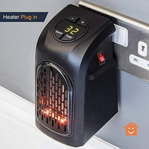 Electric Room Heater Compact Plug-in Wall Outlet Space Heater 400Watts Handy Air Warmer Blower Adjustable Timer Digital Display - halfrate.in
