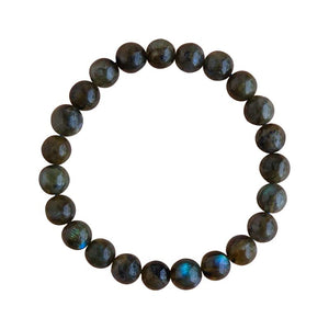 Labradorite Bracelet Natural Crystal Healing Bracelet Gemstone Jewellery Beaded Stone Bracelet for Men & Women, Bead Size 8 mm