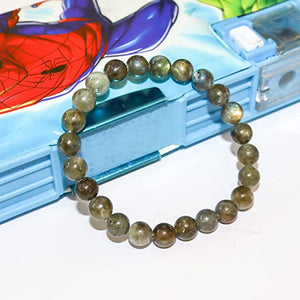 Labradorite Bracelet Natural Crystal Healing Bracelet Gemstone Jewellery Beaded Stone Bracelet for Men & Women, Bead Size 8 mm