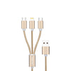 3 in 1 Nylon Braided Multiple USB Charger Cable Micro USB/Type C Compatible with Apple Android Tablet and More Device (1 Meter) - halfrate.in