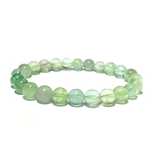Green Fluorite Bracelet Natural Crystal Healing Bracelet Gemstone Jewellery Beaded Stone Bracelet for Men & Women, Bead Size 8 mm