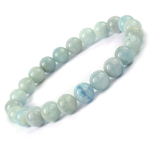 Natural Aquamarine Bracelet 6 mm Beads Reiki Healing Metaphysical Stone For Unisex Semi Precious Gemstones Stretchable Bracelet