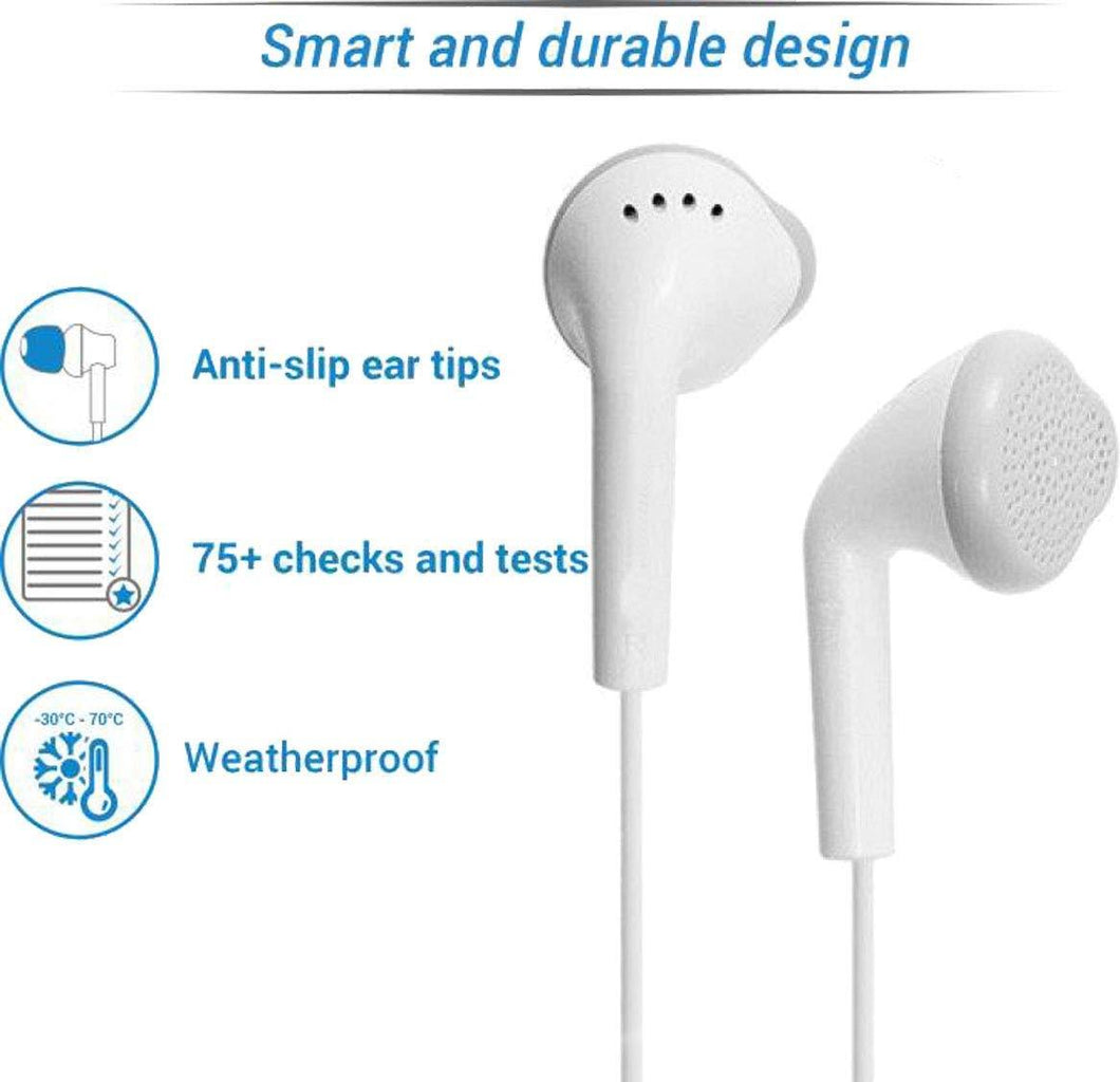 YS Earphones/Headphone with Ultra Bass & Dolby Sound 3.5MM Jack with Mic & Volume Control for All Samsung/Android/iOS Devices - (White) - halfrate.in
