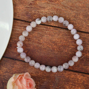 Natural Kunzite Bracelet 6 mm Beads Reiki Healing Purple Lavender Stone For Unisex Semi Precious Gemstones Stretchable Bracelet