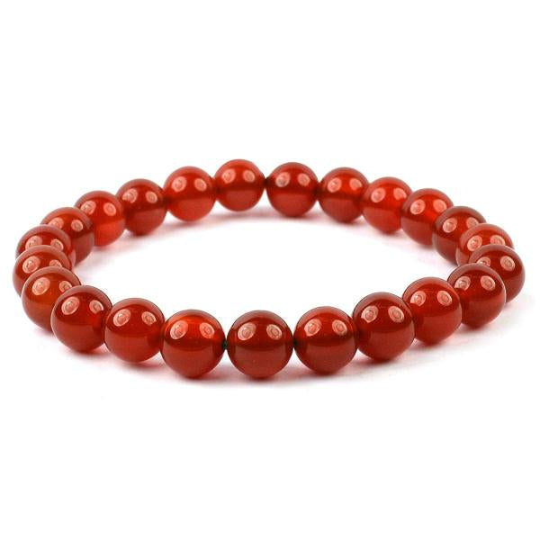 Natural Red Onyx Bracelet Crystal Stone 8 mm Beads Bracelet Round Shape for Reiki Healing and Crystal Healing Stone Semi Precious Gemstones Stretchable Bracelet