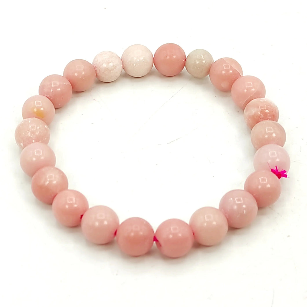 Pink Opal Bracelet for Love and Passion 8 mm Beads Bracelet Round Shape for Reiki Healing and Crystal Healing Stone Semi Precious Gemstones Stretchable Bracelet