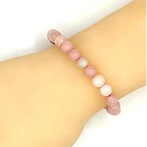 Pink Opal Bracelet for Love and Passion 8 mm Beads Bracelet Round Shape for Reiki Healing and Crystal Healing Stone Semi Precious Gemstones Stretchable Bracelet