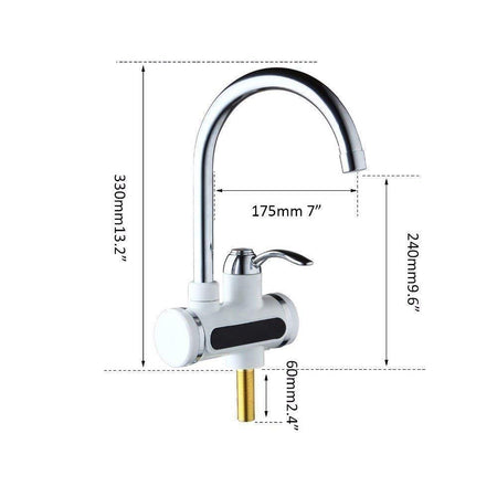 Instant Electric Water Heating Faucet Tap Geyser for kitchen bathroom Sink, Water Heater Faucet Tap made of ABS plastic + Refined Copper (white)