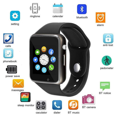 A1 Smart Watch with Camera and Sim Card Support with Apps Like Whatsapp and Facebook for All 3G & 4G Android/iOS Smart phones - halfrate.in