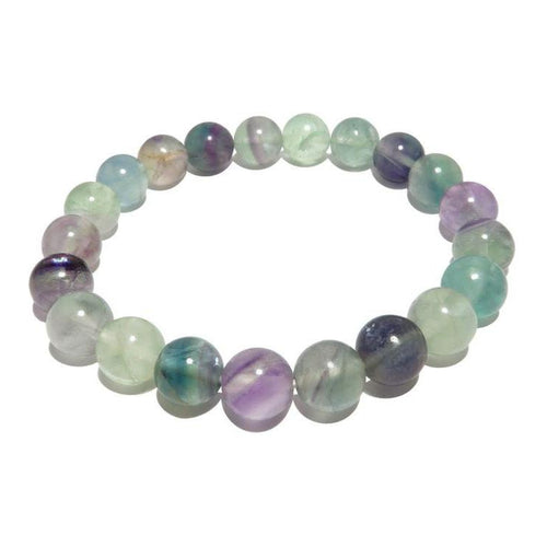 Natural Multi Fluorite Bracelet 8 mm Beads Bracelet Round Shape for Reiki Healing and Crystal Healing Stone Semi Precious Gemstones Stretchable Bracelet