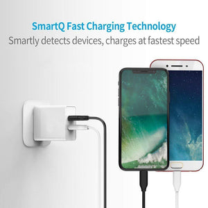 Dual port charger android mobile fast charger Adapter Wall Charger | Mobile Charger | Fast Charger | High Speed Charger with 1 M Micro USB Charging Data Cable (3.1 Amp, White) - halfrate.in
